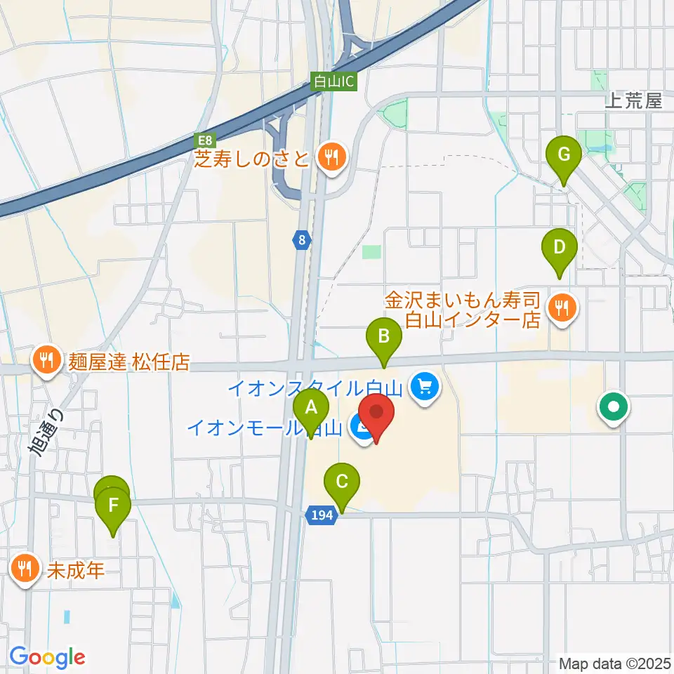 イオンシネマ白山周辺の駐車場・コインパーキング一覧地図