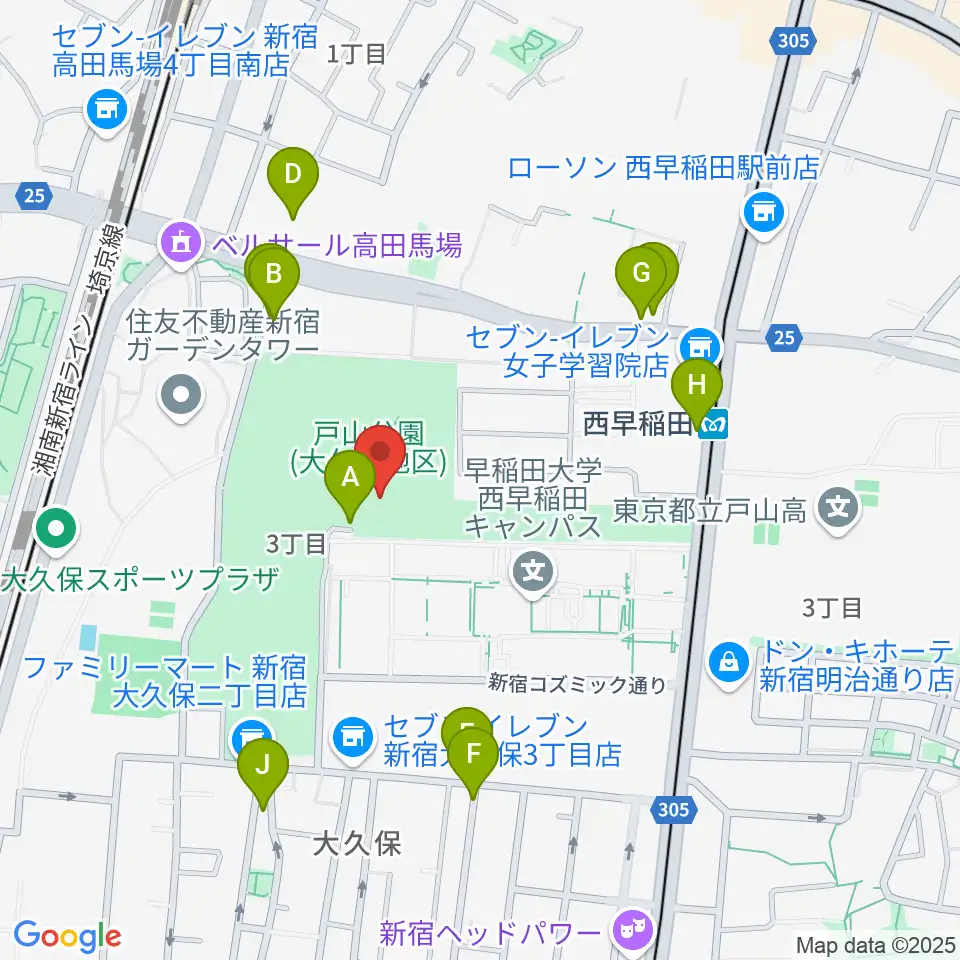 新宿スポーツセンター周辺の駐車場・コインパーキング一覧地図