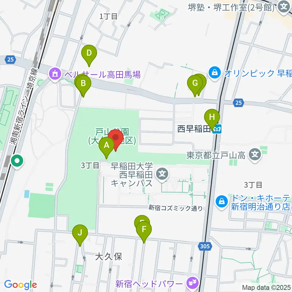 新宿スポーツセンター周辺の駐車場・コインパーキング一覧地図