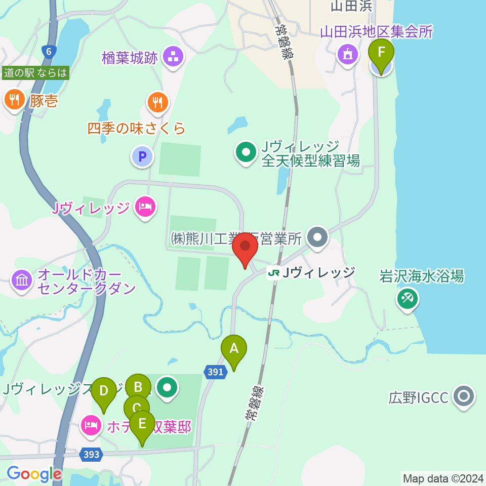 Jヴィレッジ周辺の駐車場・コインパーキング一覧地図