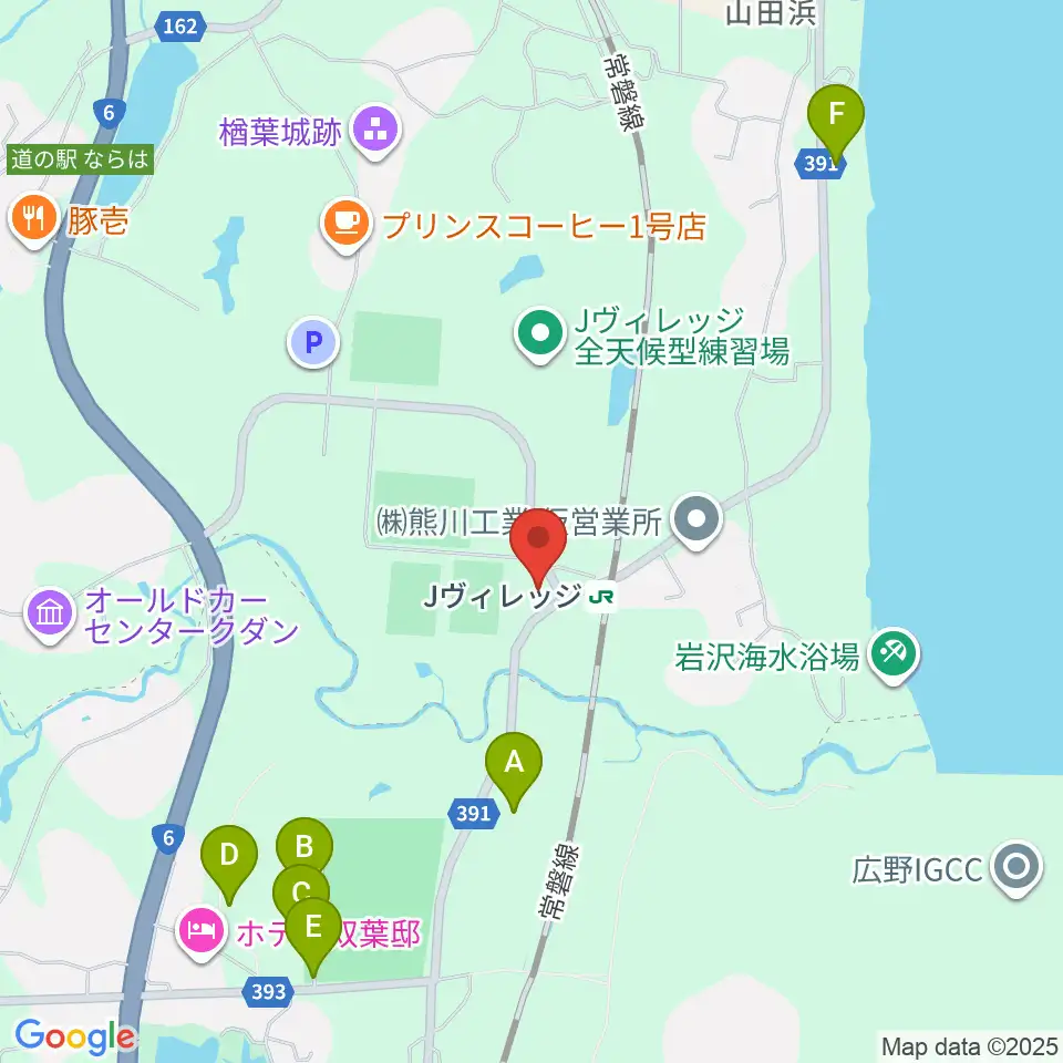 Jヴィレッジ 周辺の駐車場・コインパーキング一覧マップ