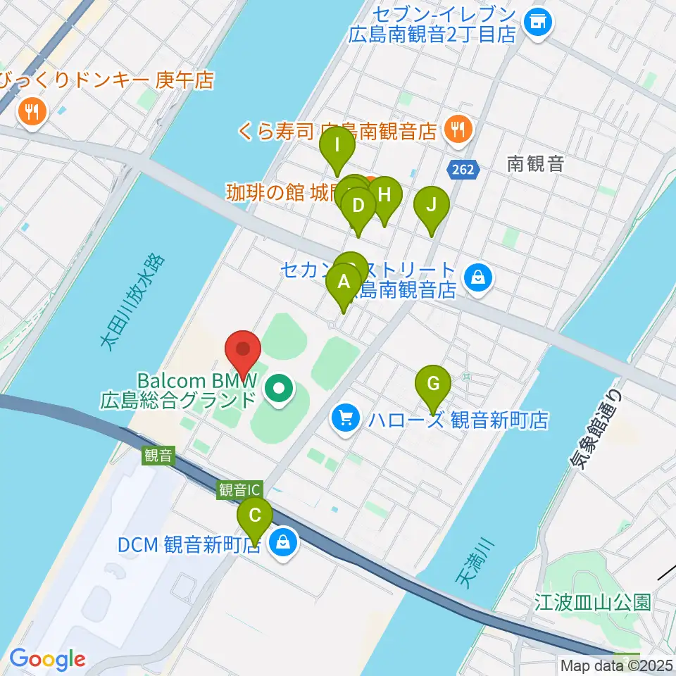 バルコムBMWスタジアム周辺の駐車場・コインパーキング一覧地図