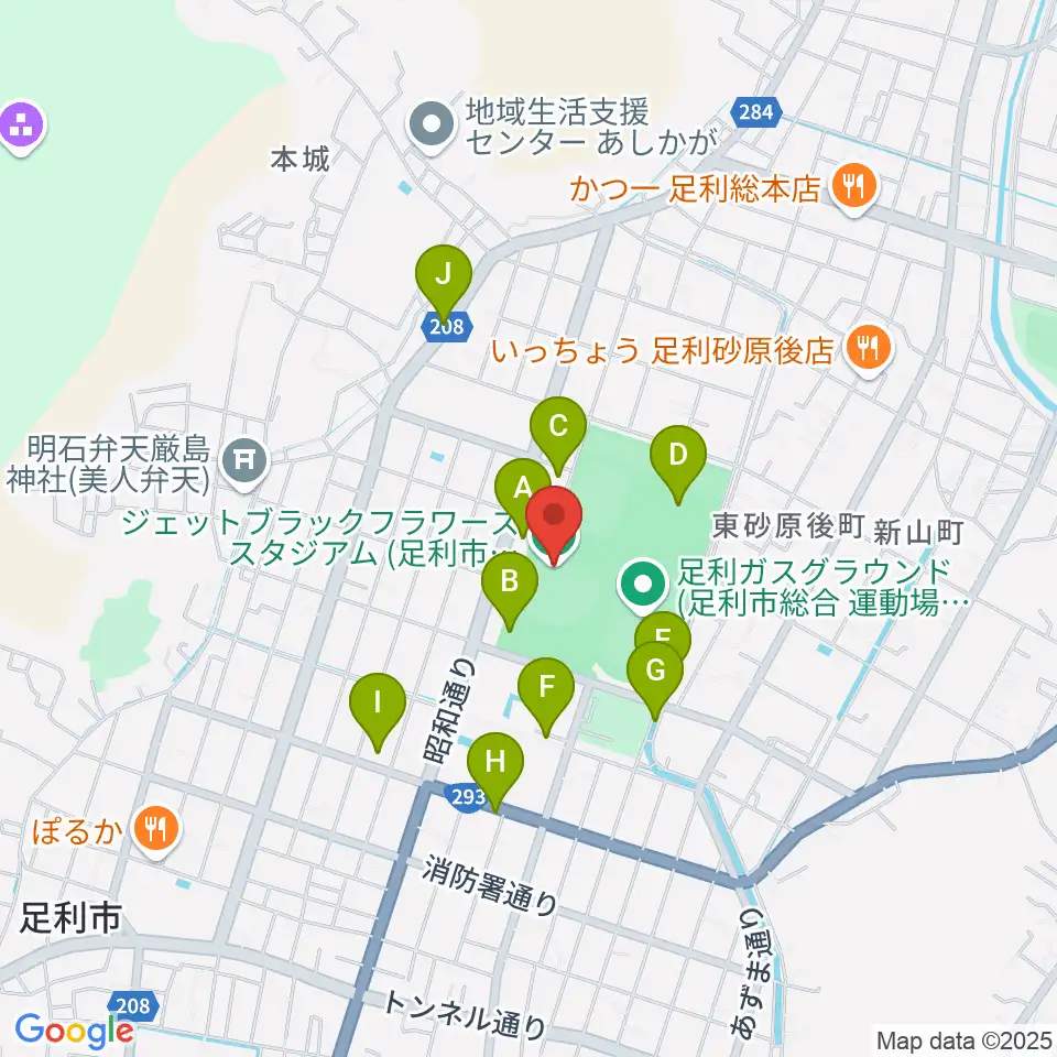ジェットブラックフラワーズスタジアム周辺の駐車場・コインパーキング一覧地図