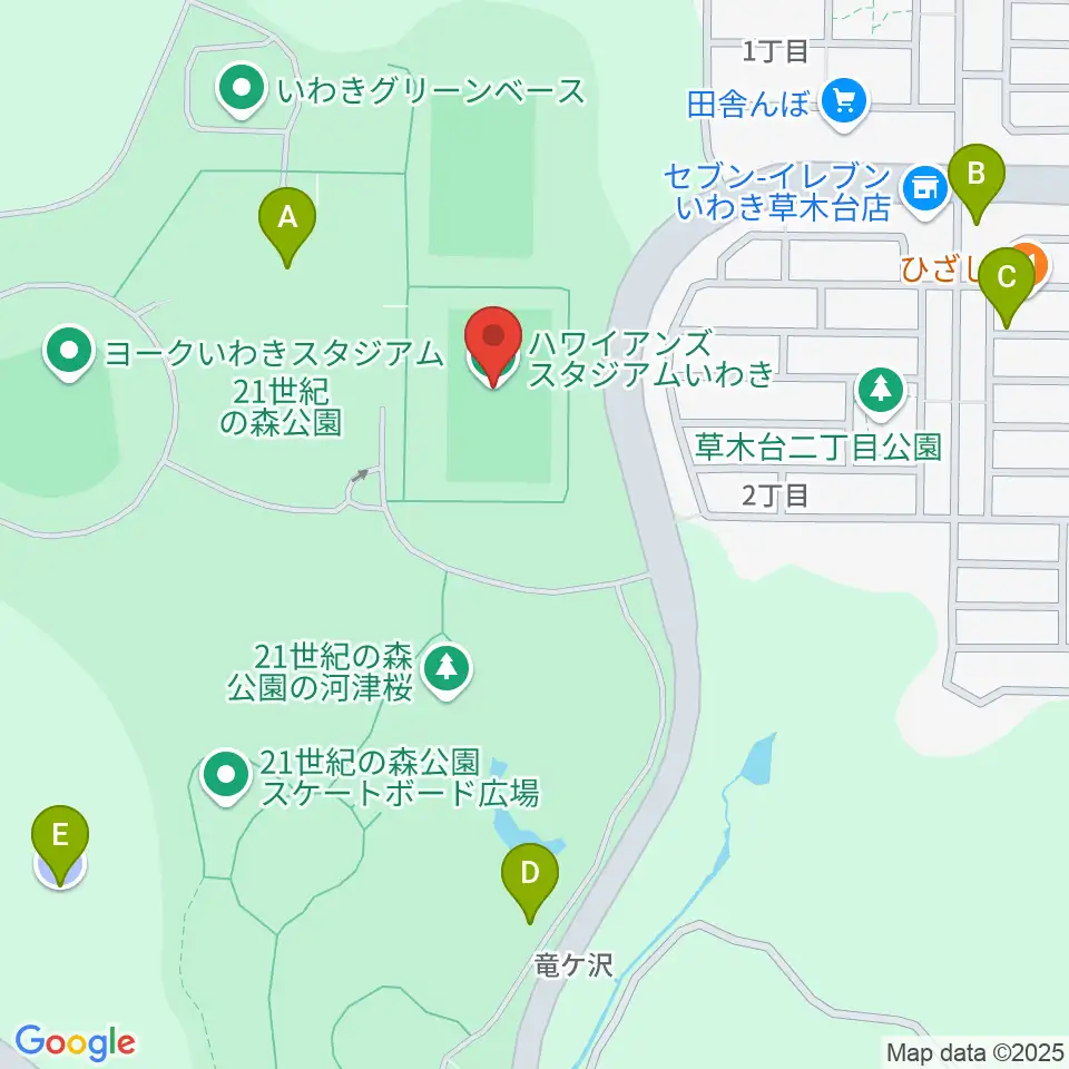 ハワイアンズスタジアムいわき周辺の駐車場・コインパーキング一覧地図