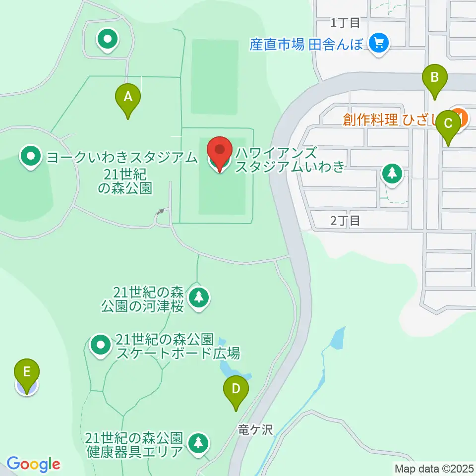 ハワイアンズスタジアムいわき周辺の駐車場・コインパーキング一覧地図