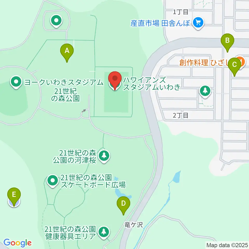 ハワイアンズスタジアムいわき周辺の駐車場・コインパーキング一覧地図