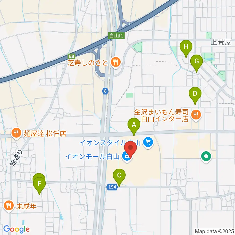 MPC楽器センター白山周辺の駐車場・コインパーキング一覧地図