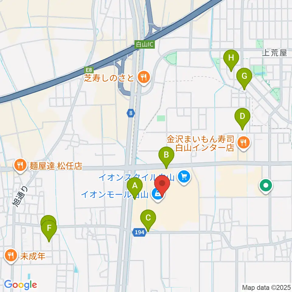 MPC楽器センター白山周辺の駐車場・コインパーキング一覧地図