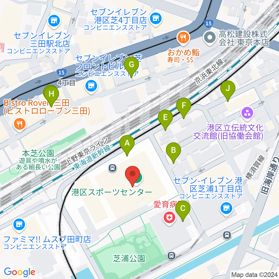 港区スポーツセンター周辺の駐車場・コインパーキング一覧地図