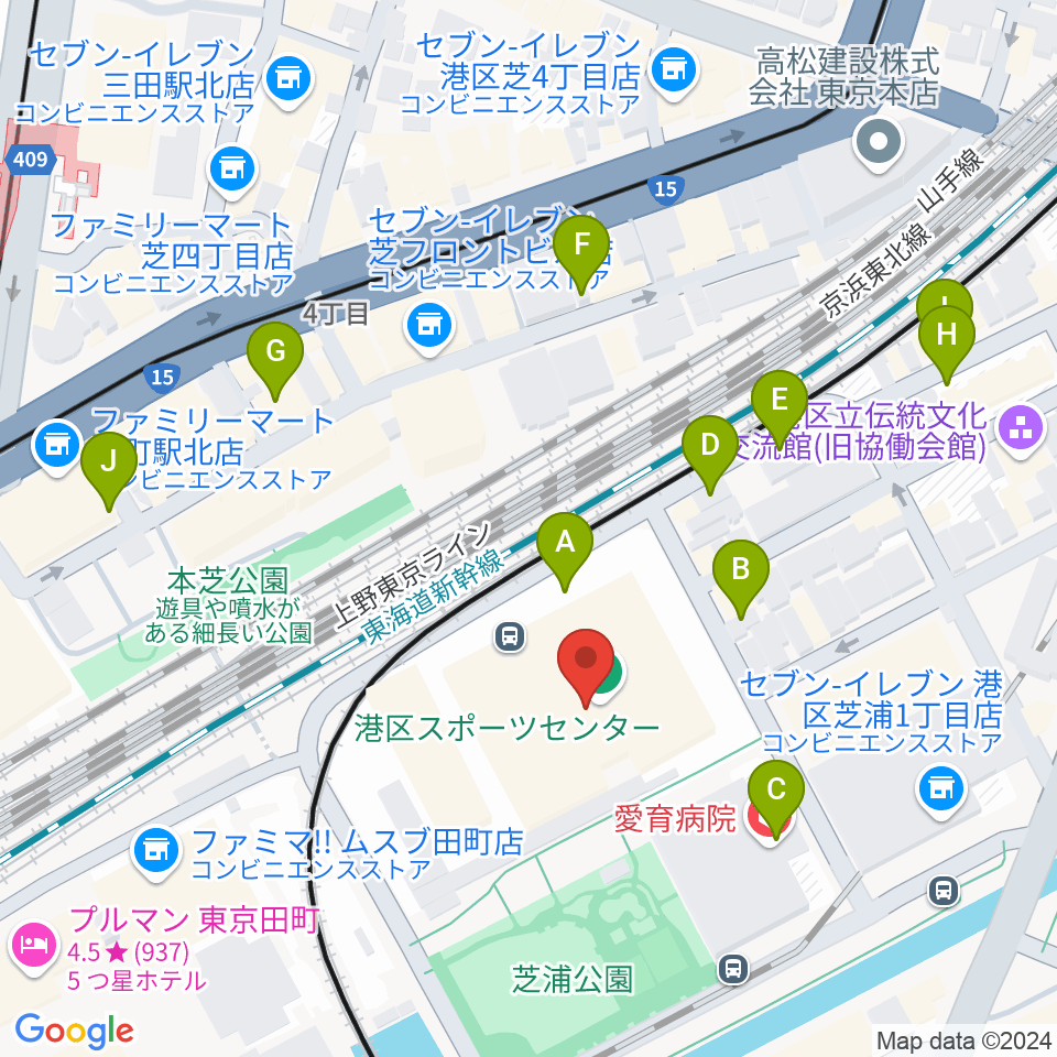 港区スポーツセンター周辺の駐車場・コインパーキング一覧地図