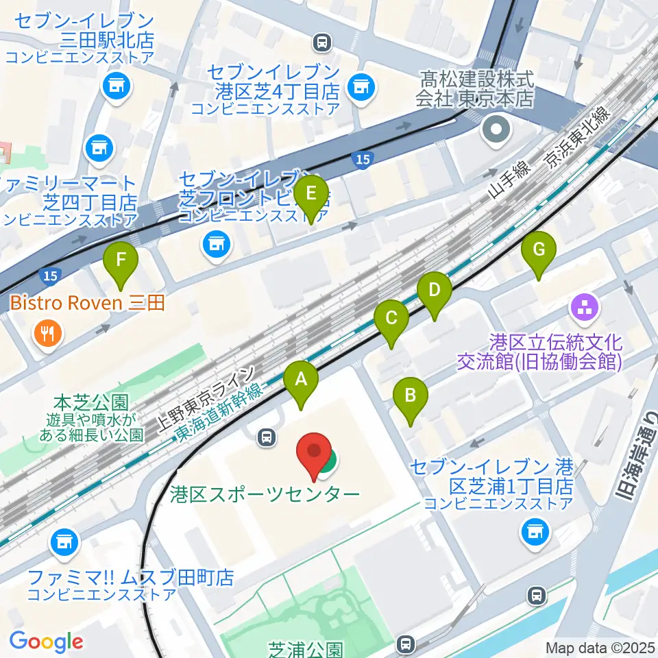 港区スポーツセンター周辺の駐車場・コインパーキング一覧地図