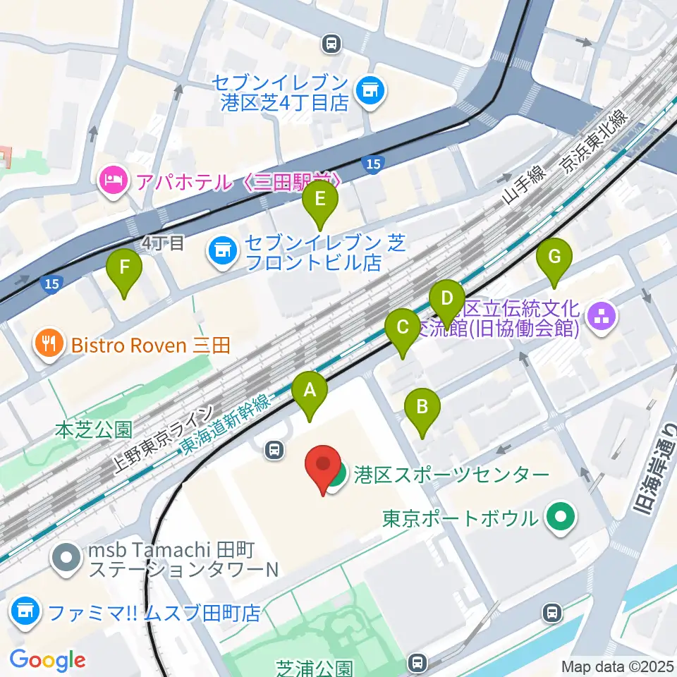 港区スポーツセンター周辺の駐車場・コインパーキング一覧地図