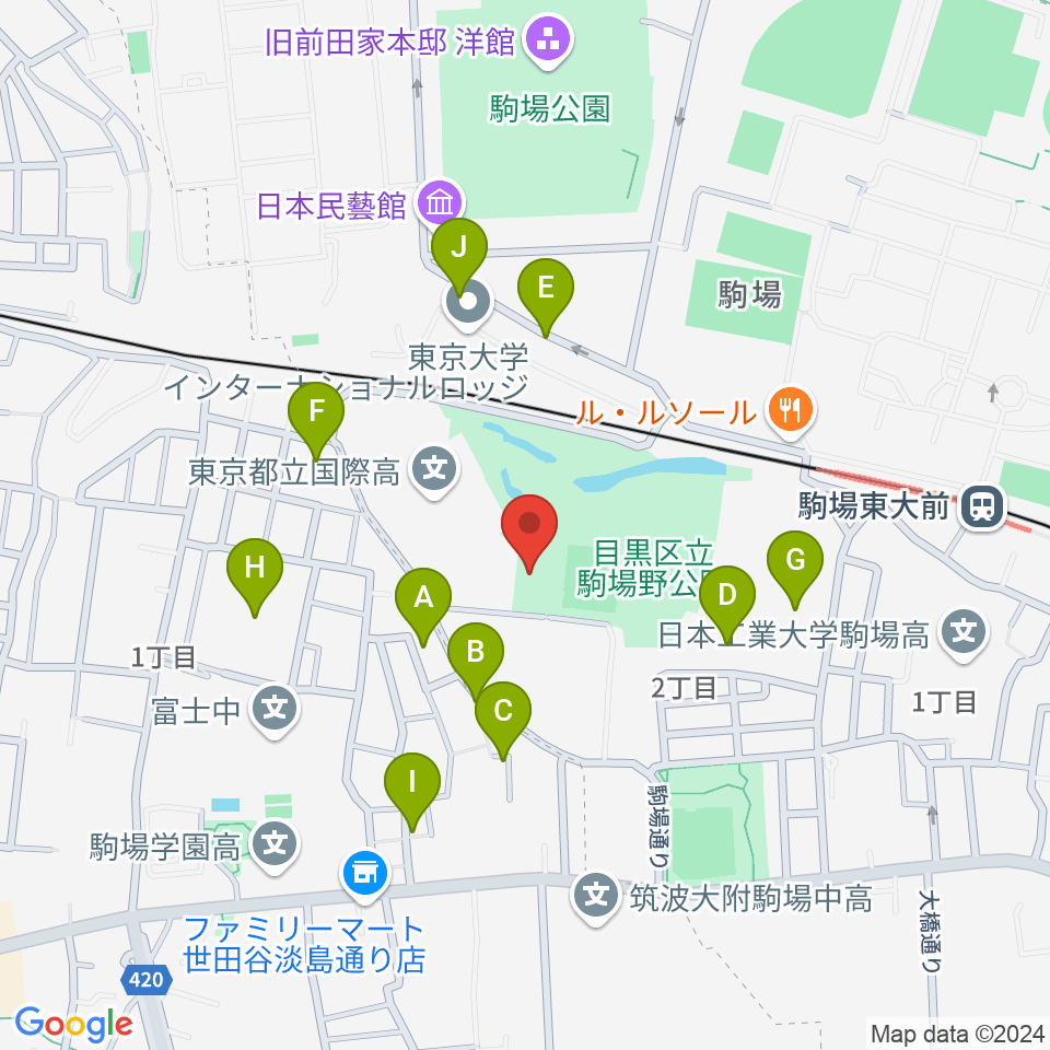 目黒区立駒場体育館周辺の駐車場・コインパーキング一覧地図