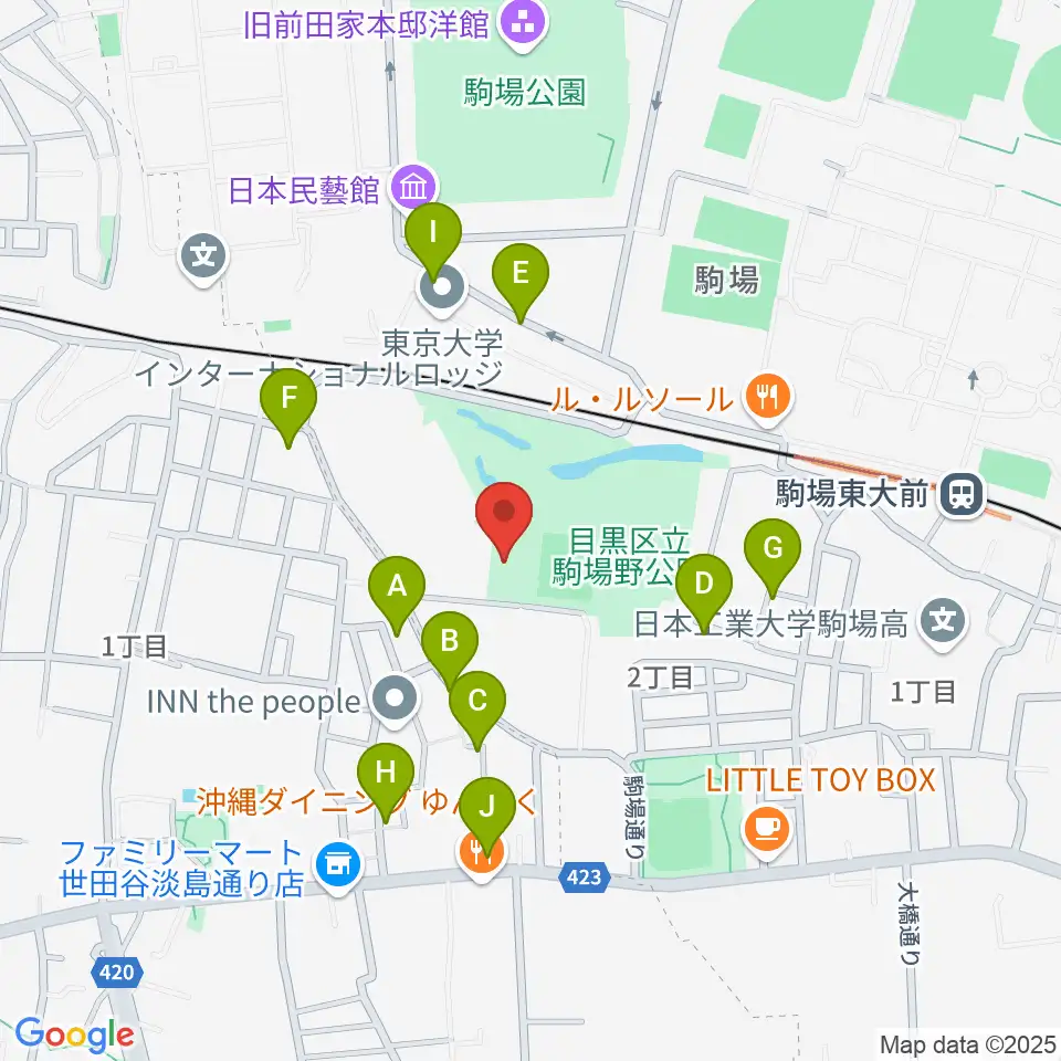 目黒区立駒場体育館周辺の駐車場・コインパーキング一覧地図
