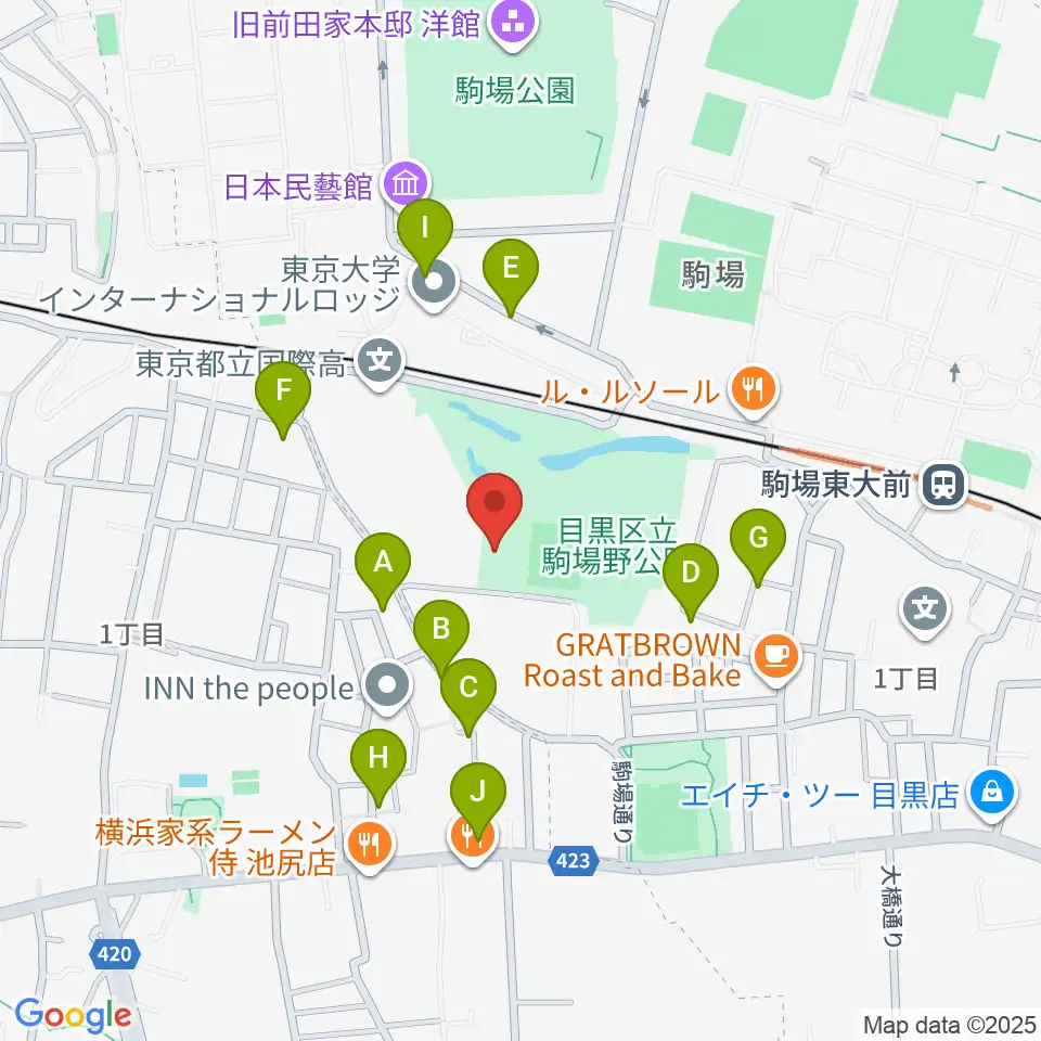 目黒区立駒場体育館周辺の駐車場・コインパーキング一覧地図