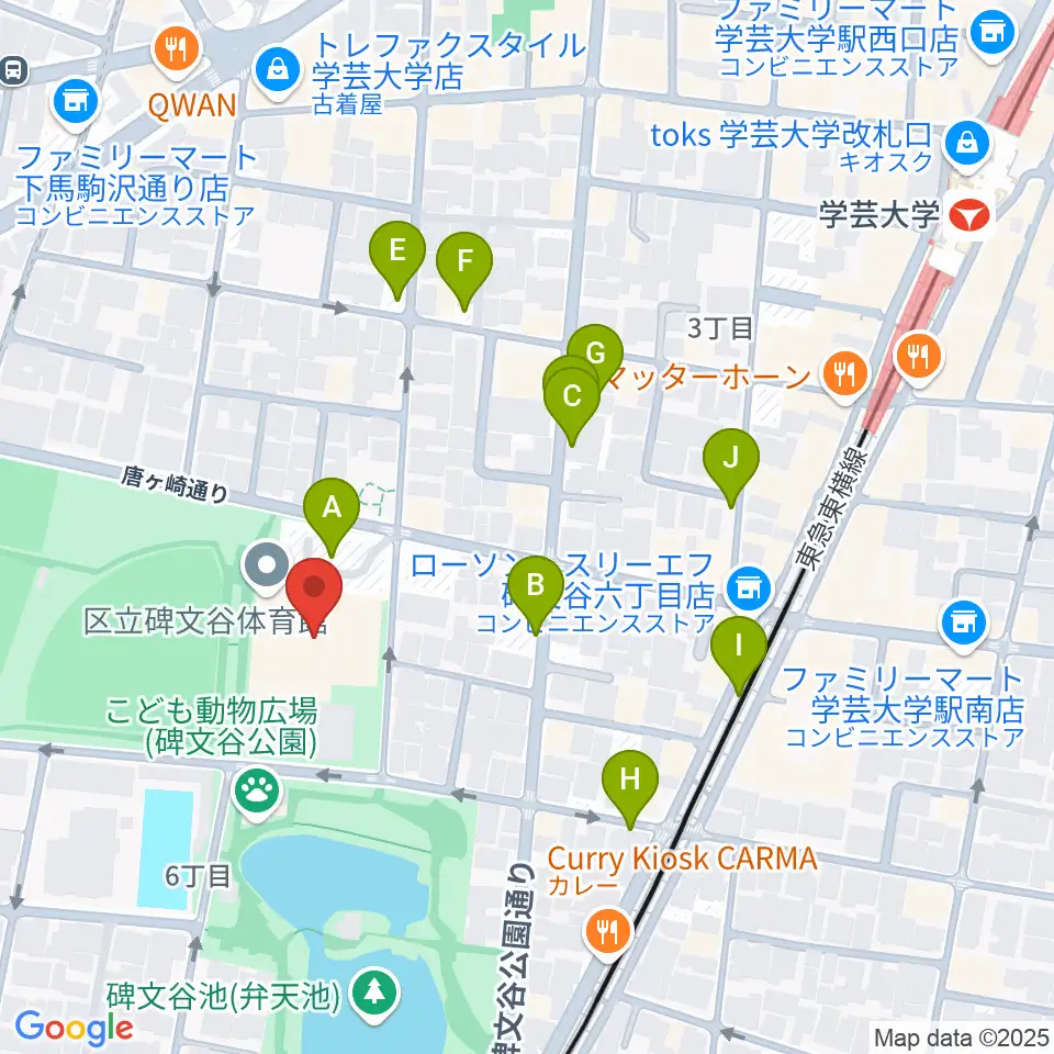 碑文谷体育館周辺の駐車場・コインパーキング一覧地図