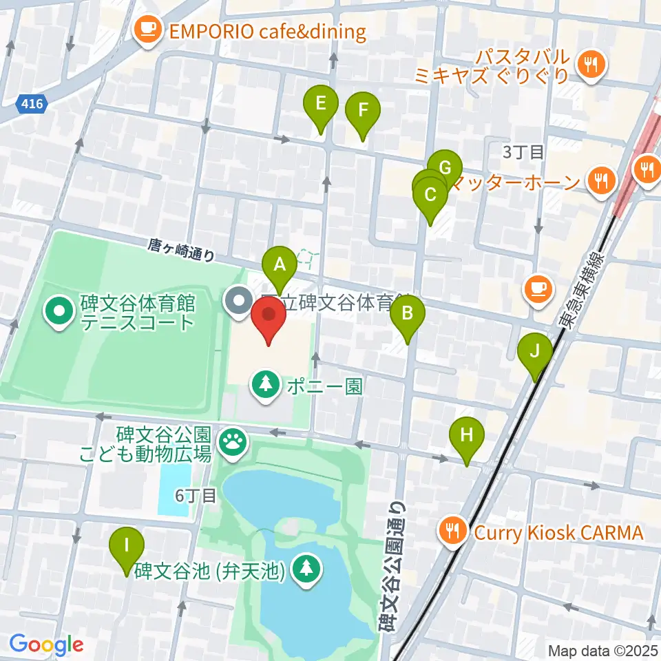 碑文谷体育館周辺の駐車場・コインパーキング一覧地図