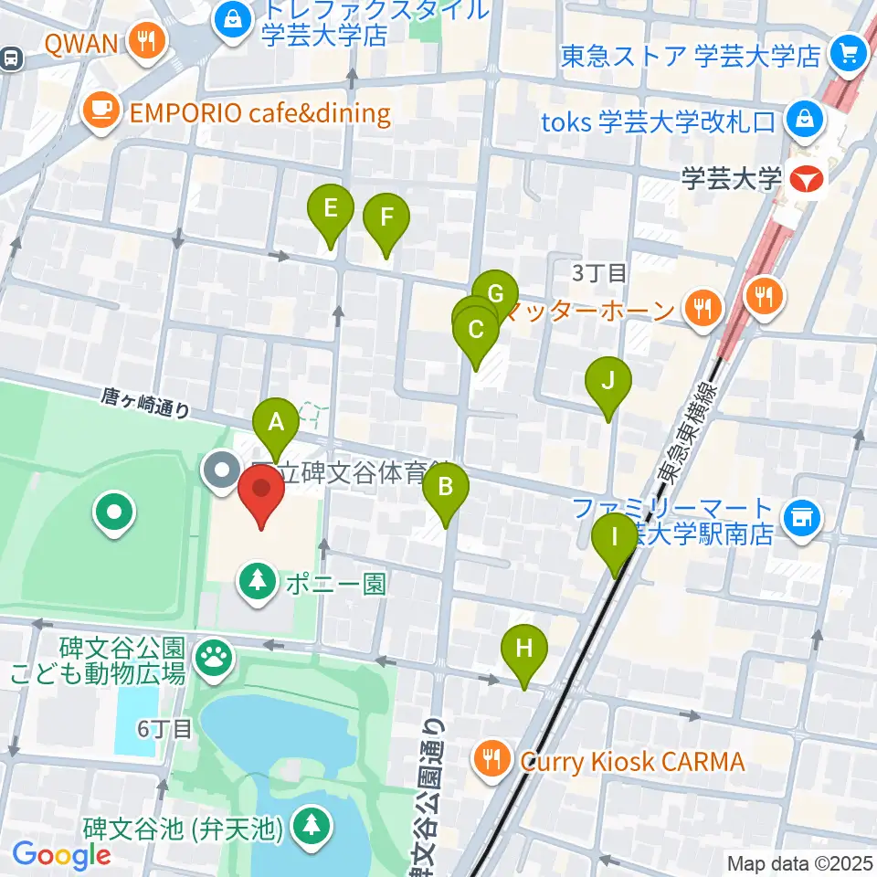 碑文谷体育館周辺の駐車場・コインパーキング一覧地図