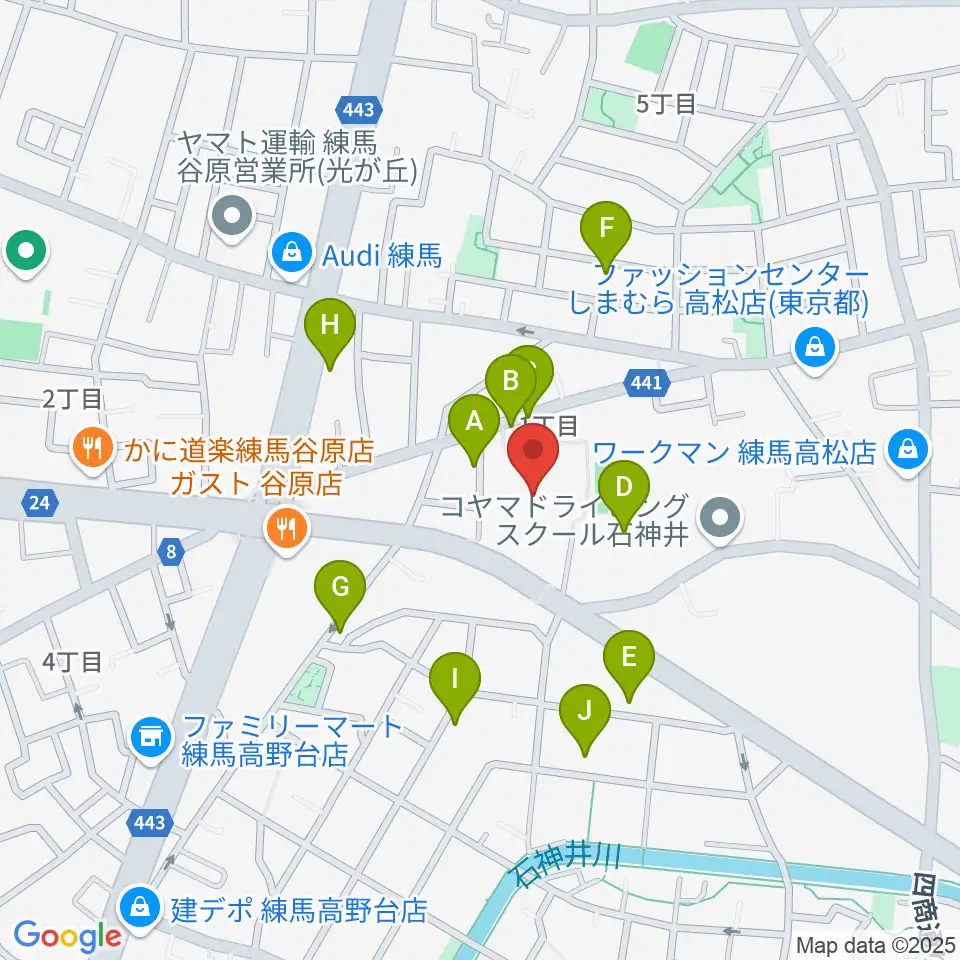 練馬区立総合体育館周辺の駐車場・コインパーキング一覧地図