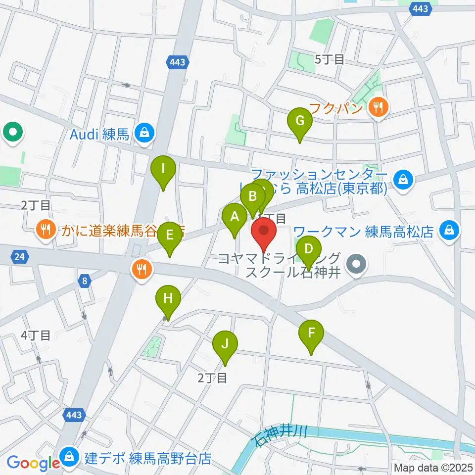 練馬区立総合体育館周辺の駐車場・コインパーキング一覧地図