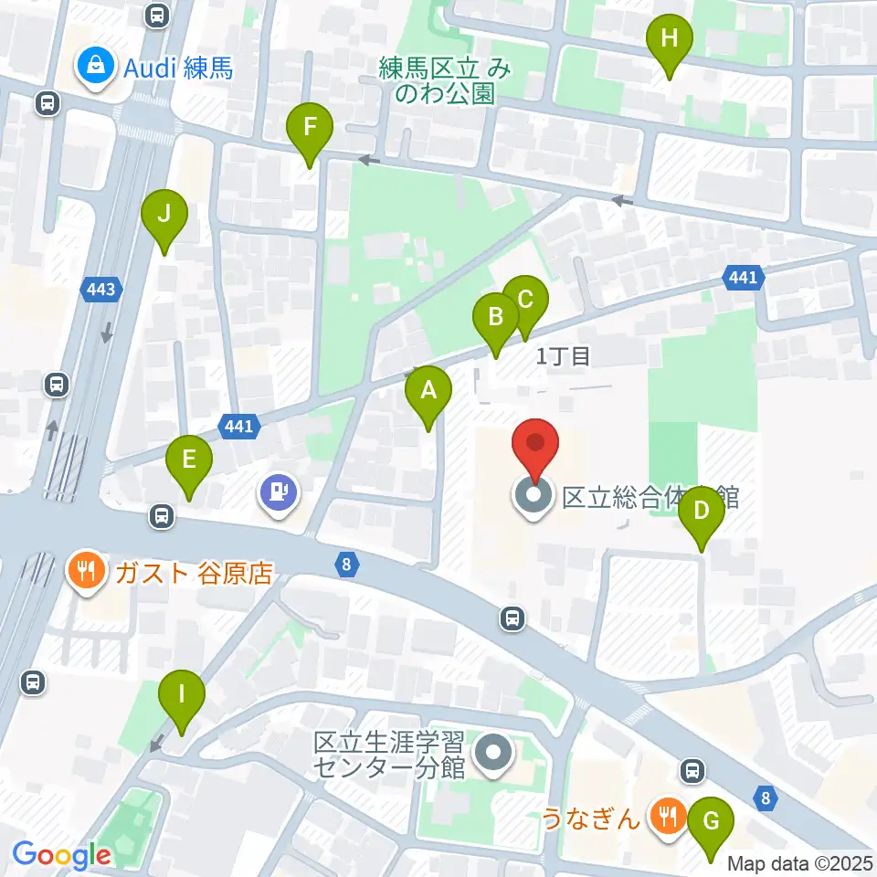 練馬区立総合体育館周辺の駐車場・コインパーキング一覧地図