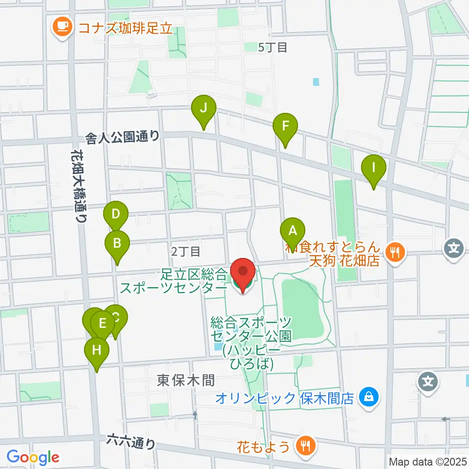 足立区総合スポーツセンター周辺の駐車場・コインパーキング一覧地図