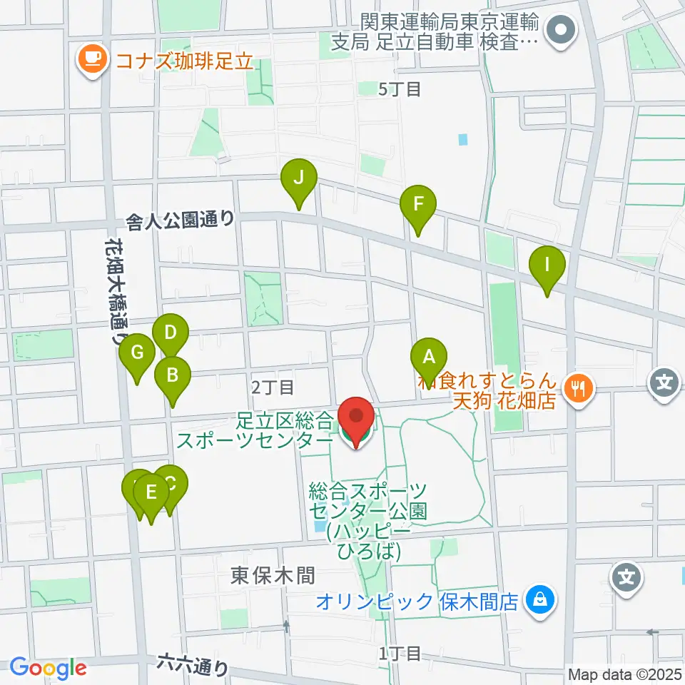 足立区総合スポーツセンター周辺の駐車場・コインパーキング一覧地図