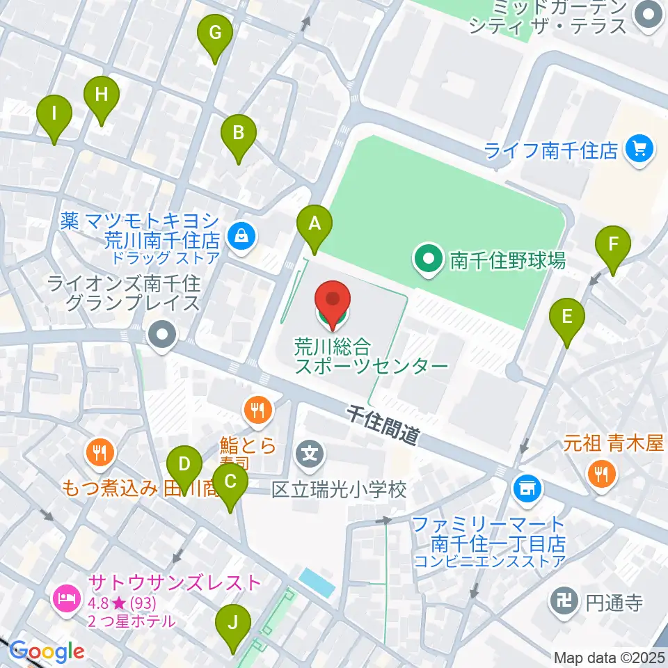 荒川総合スポーツセンター周辺の駐車場・コインパーキング一覧地図