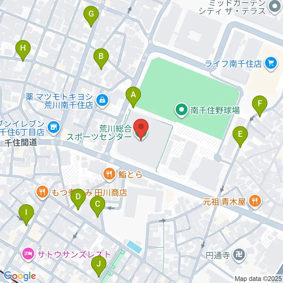 荒川総合スポーツセンター周辺の駐車場・コインパーキング一覧地図