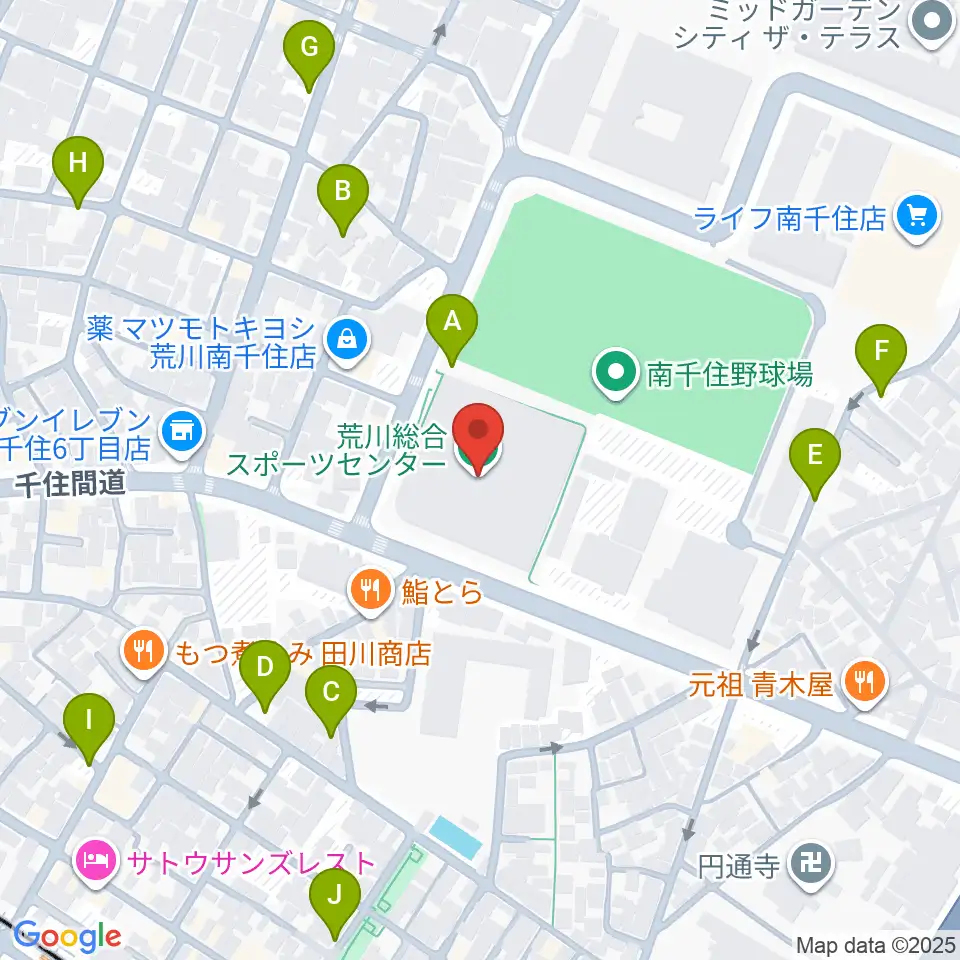 荒川総合スポーツセンター周辺の駐車場・コインパーキング一覧地図