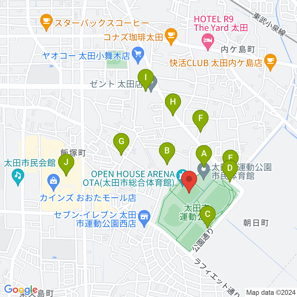 オープンハウスアリーナ太田周辺の駐車場・コインパーキング一覧地図