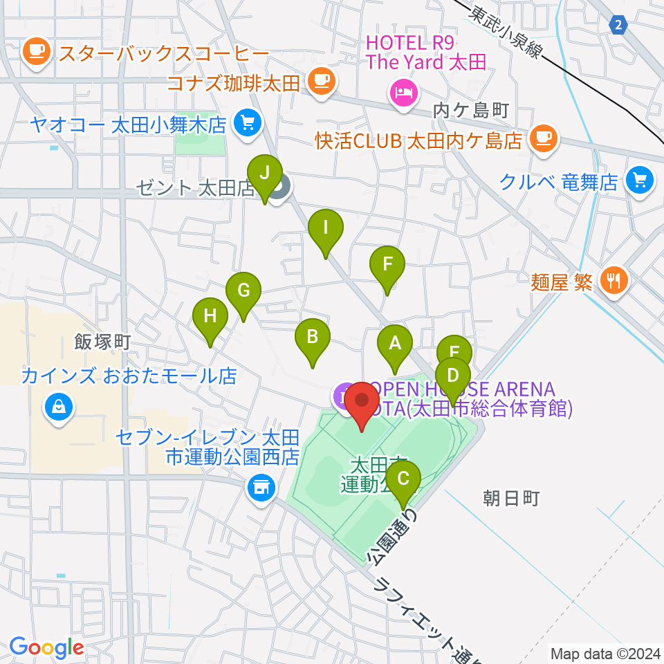 オープンハウスアリーナ太田周辺の駐車場・コインパーキング一覧地図