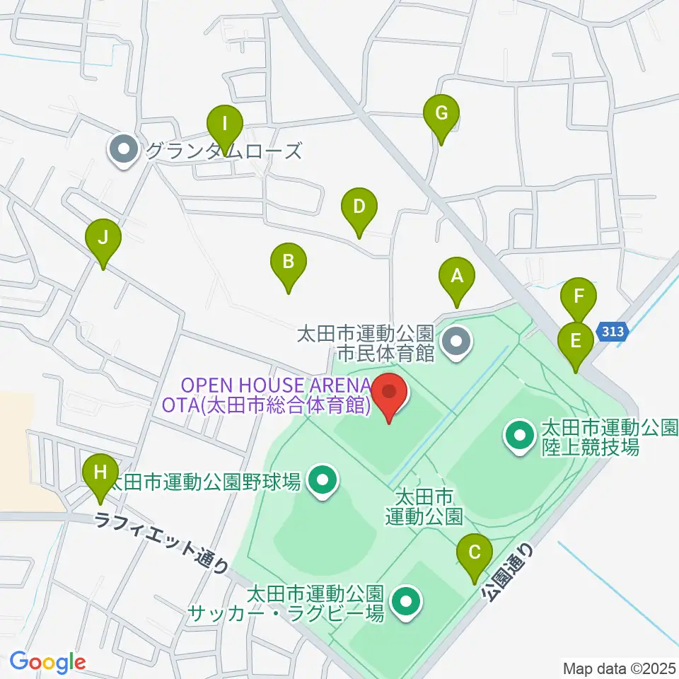オープンハウスアリーナ太田周辺の駐車場・コインパーキング一覧地図