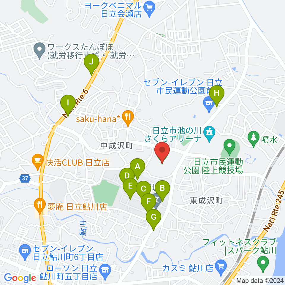 日立市民運動公園野球場周辺の駐車場・コインパーキング一覧地図