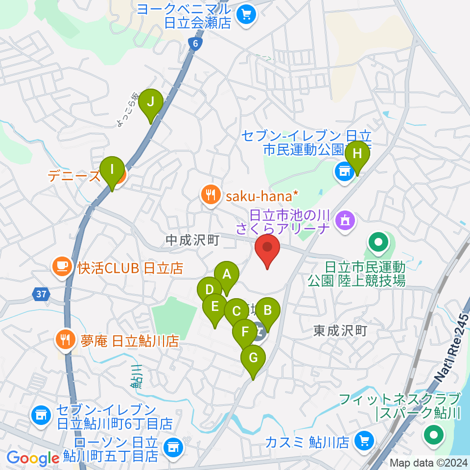 日立市民運動公園野球場周辺の駐車場・コインパーキング一覧地図