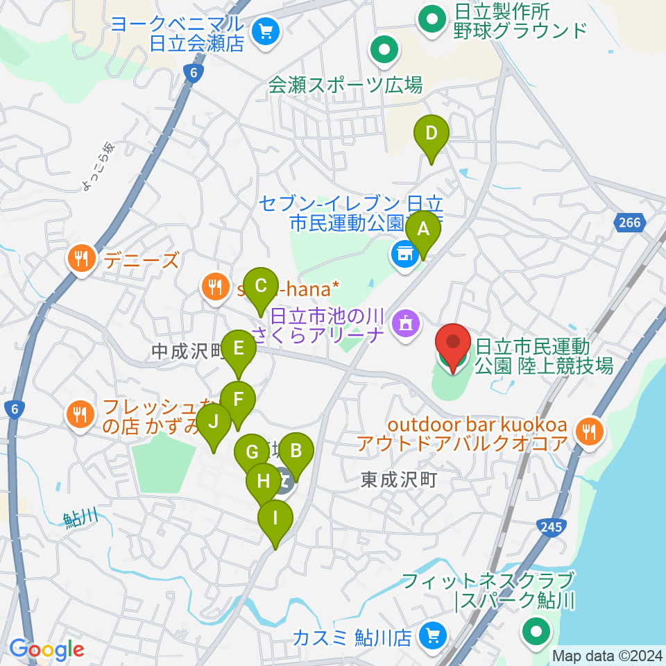 日立市民運動公園陸上競技場周辺の駐車場・コインパーキング一覧地図