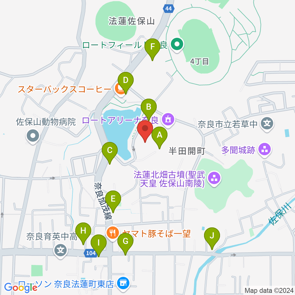 ロート奈良武道場周辺の駐車場・コインパーキング一覧地図