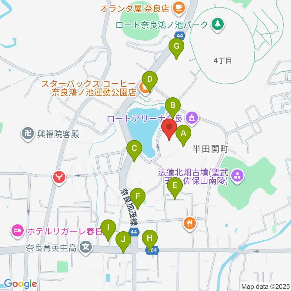 ロート奈良武道場周辺の駐車場・コインパーキング一覧地図