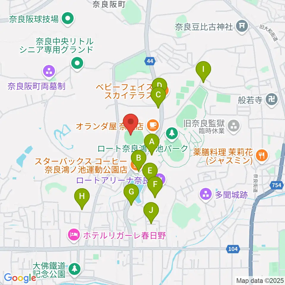 ロートスタジアム奈良周辺の駐車場・コインパーキング一覧地図