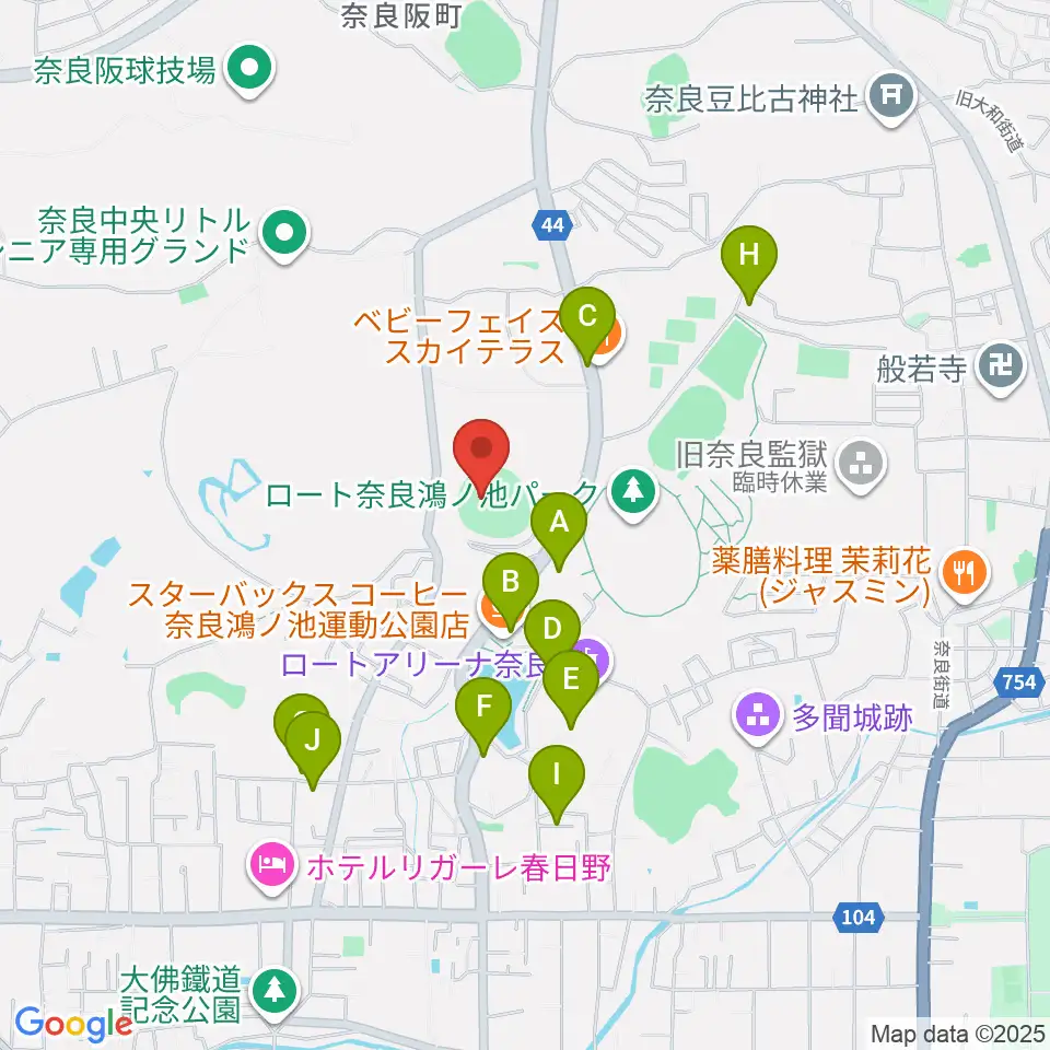ロートスタジアム奈良周辺の駐車場・コインパーキング一覧地図
