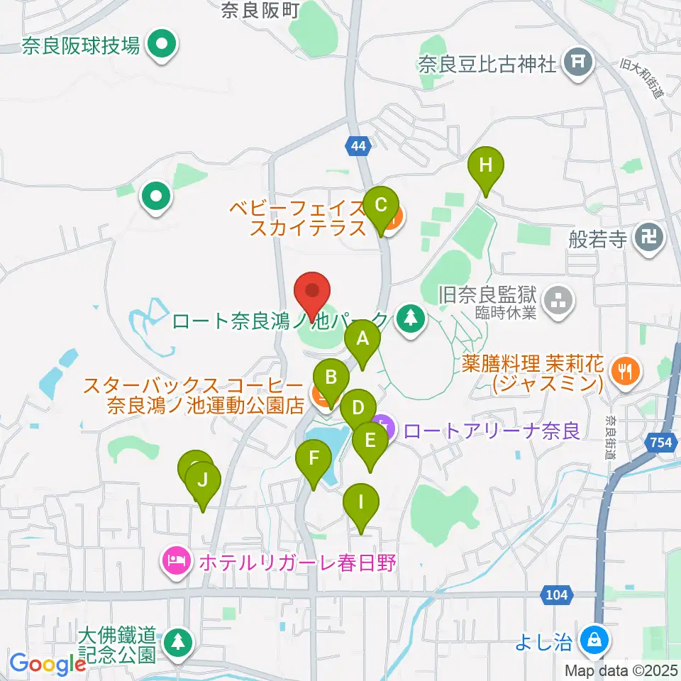 ロートスタジアム奈良周辺の駐車場・コインパーキング一覧地図