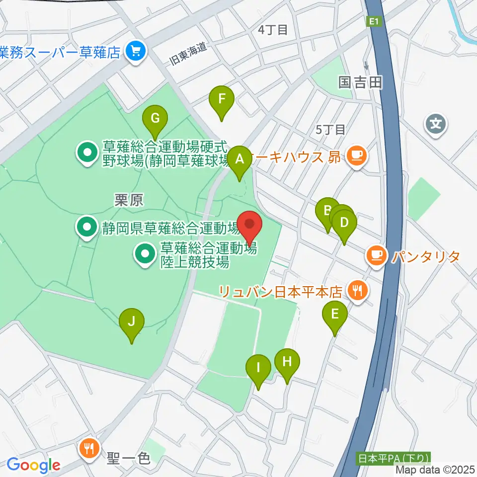 草薙総合運動場球技場周辺の駐車場・コインパーキング一覧地図