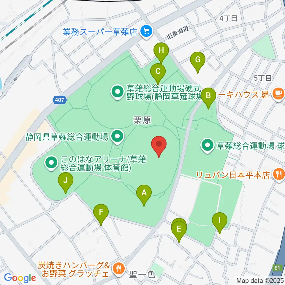 草薙総合運動場陸上競技場周辺の駐車場・コインパーキング一覧地図