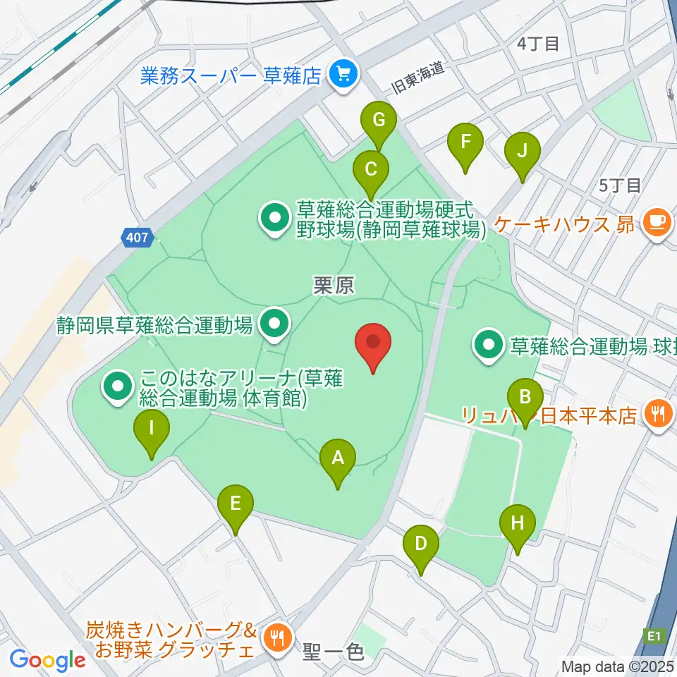 草薙総合運動場陸上競技場周辺の駐車場・コインパーキング一覧地図