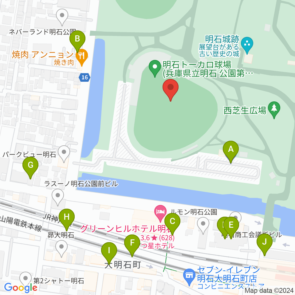 明石トーカロ球場周辺の駐車場・コインパーキング一覧地図