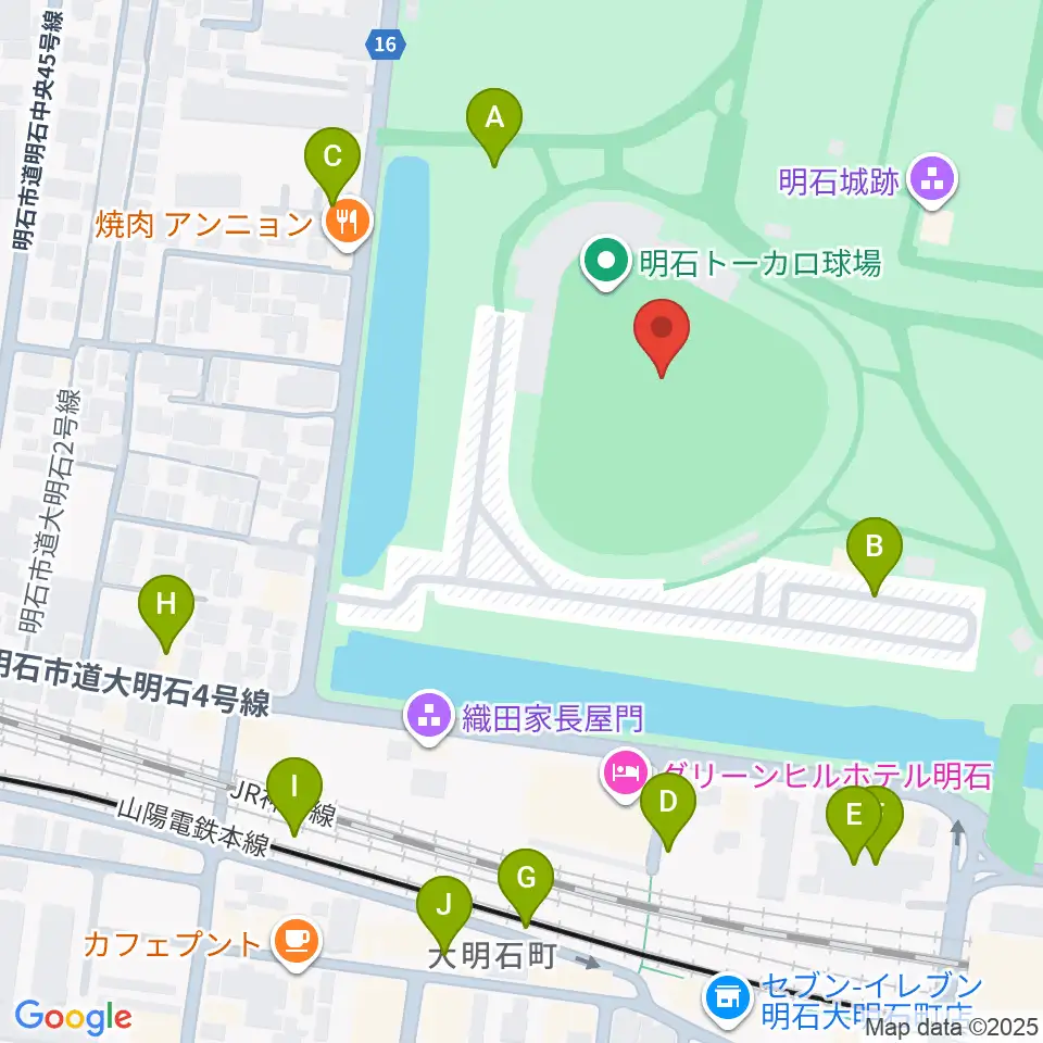 明石トーカロ球場周辺の駐車場・コインパーキング一覧地図