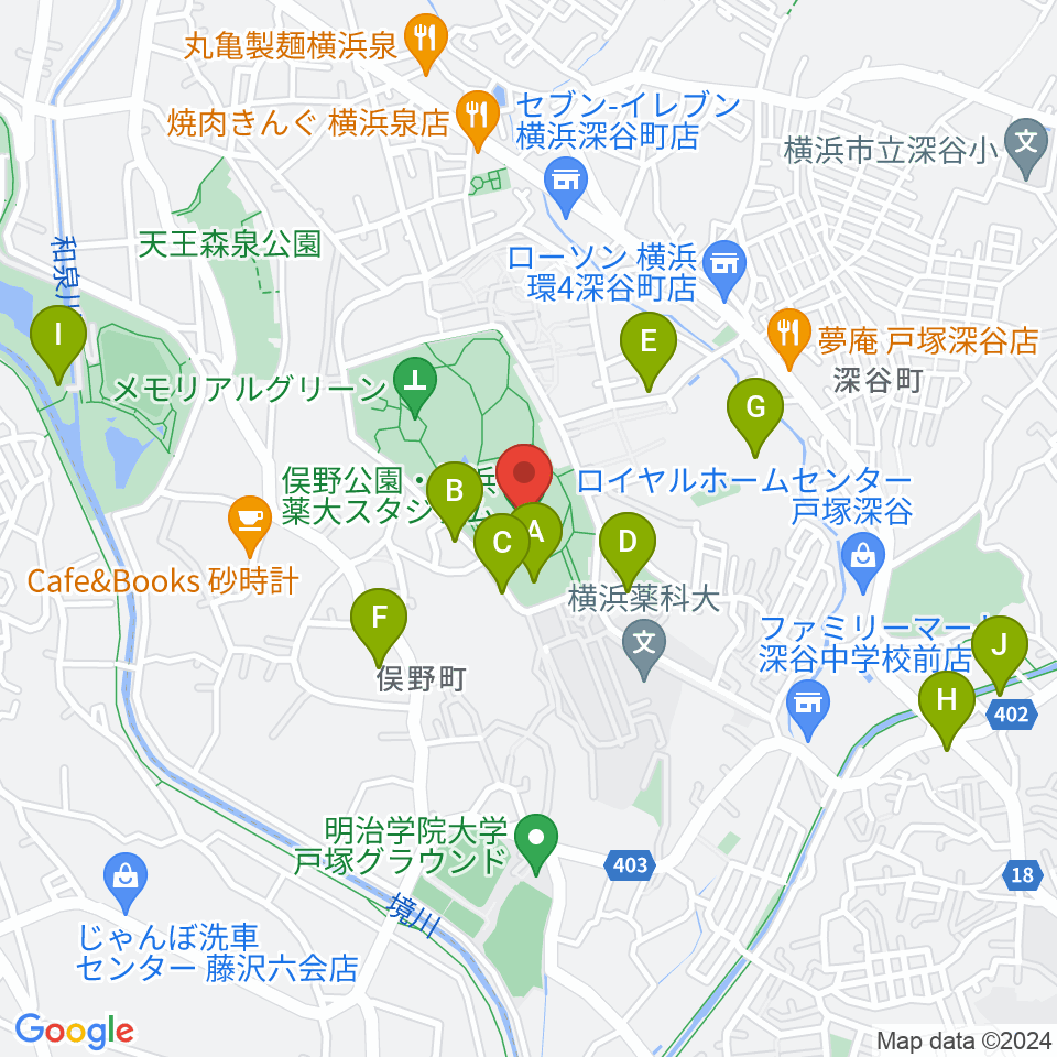 俣野公園・横浜薬大スタジアム周辺の駐車場・コインパーキング一覧地図