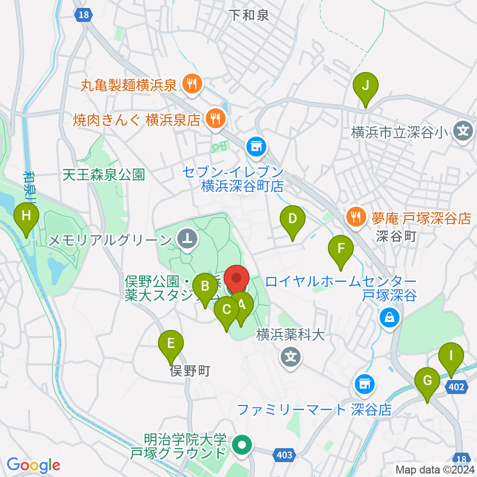 俣野公園・横浜薬大スタジアム周辺の駐車場・コインパーキング一覧地図