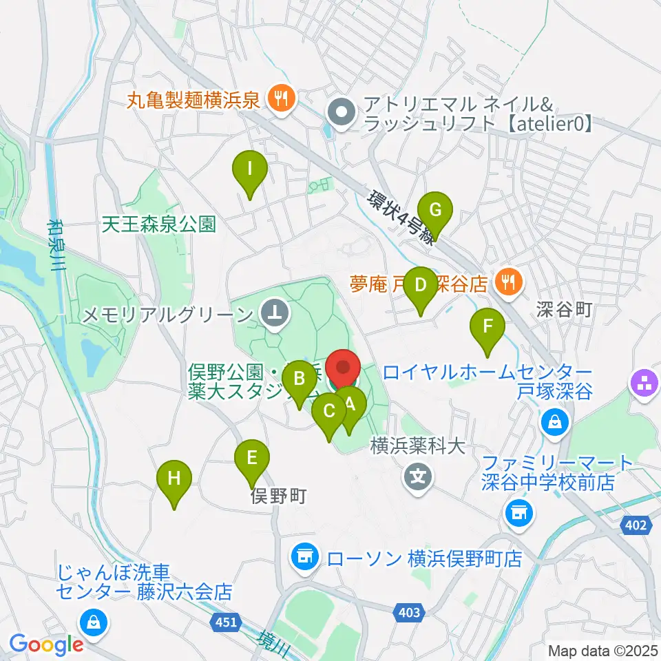 俣野公園・横浜薬大スタジアム周辺の駐車場・コインパーキング一覧地図