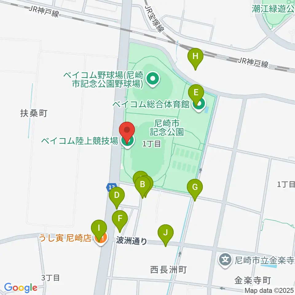 ベイコム陸上競技場周辺の駐車場・コインパーキング一覧地図